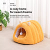 Semi-Enclosed Cat Cave Bed with Tunnel