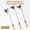 Interactive Feather Cat Wand Toy with Wooden Handle