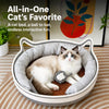 Cat Bed with Built-In Scratching Pad and Washable Cushion