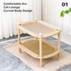 Two-Tier Solid Wood Cat Bed with Scratch Pads and Woven Mats