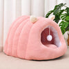 Semi-Enclosed Cat Cave Bed with Tunnel
