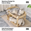 Two-Tier Solid Wood Cat Bed with Scratch Pads and Woven Mats