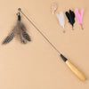 Interactive Feather Cat Wand Toy with Wooden Handle