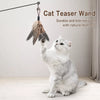 Interactive Feather Cat Wand Toy with Wooden Handle