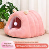 Semi-Enclosed Cat Cave Bed with Tunnel