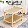 Two-Tier Solid Wood Cat Bed with Scratch Pads and Woven Mats