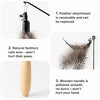 Interactive Feather Cat Wand Toy with Wooden Handle