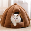 Enclosed Cat Bed with Washable Cover, Thick Plush Cushion