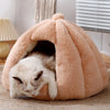 Enclosed Cat Bed with Washable Cover, Thick Plush Cushion