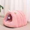 Semi-Enclosed Cat Cave Bed with Tunnel