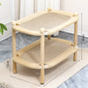 Two-Tier Solid Wood Cat Bed with Scratch Pads and Woven Mats